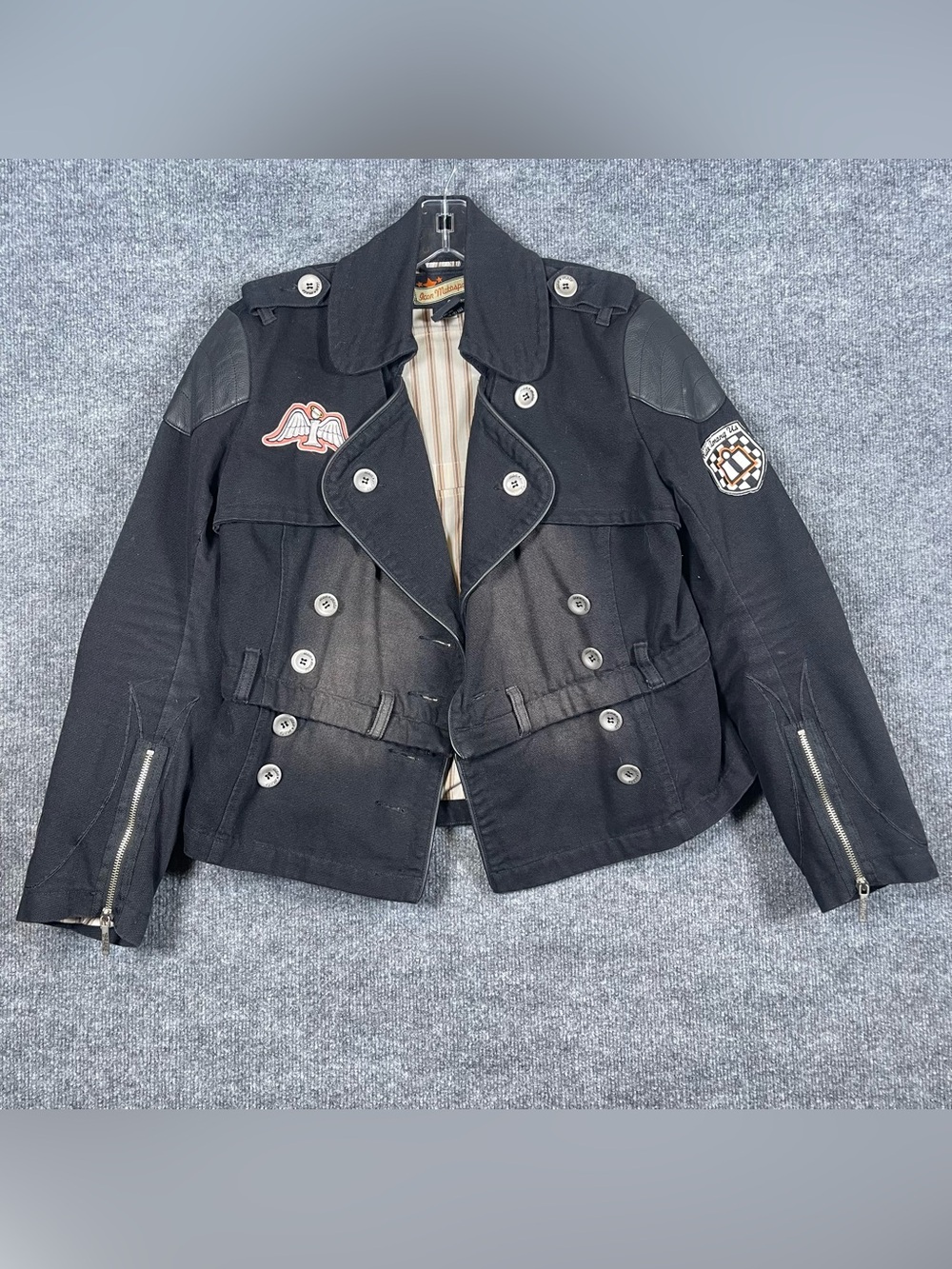 Icon Motorsports Womens Medium Black Faded Patch Padded Biker Moto Jacket